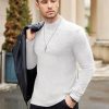Men's Mock Turtleneck Shirts Long Sleeve Underwear Tops Fleece Ribbed Knit Pullover Sweater Basic Thermal Sweatshirts