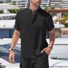 Men's 2 Pieces Linen Set Henley Shirt Short Sleeve and Shorts Summer Beach Yoga Matching Outfits