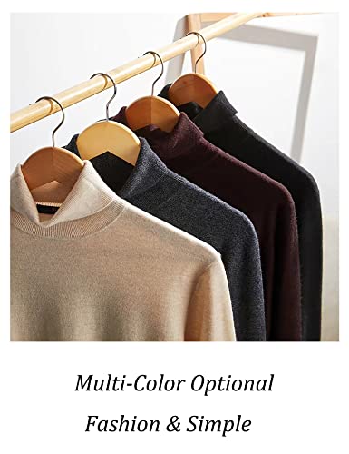 Mens Turtleneck Sweaters Slim Fit Basic Knitted Thermal Casual Long Sleeve Pullover Sweatshirt
