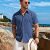 41LtPKz67eL.jpg Mens Cuban Guayabera Short Sleeve Shirt Casual Summer Beach Tops Button Down Untucked Shirts