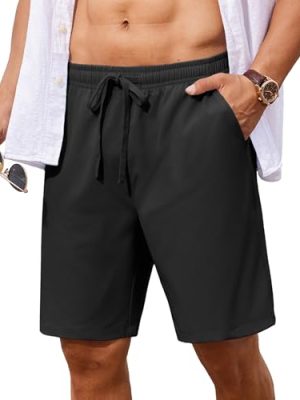 Men's 7 inch Casual Shorts Drawstring Waist Lightweight Quick Dry Summer Beach Board Shorts with Pockets
