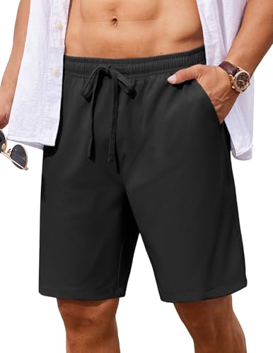 Men's 7 inch Casual Shorts Drawstring Waist Lightweight Quick Dry Summer Beach Board Shorts with Pockets