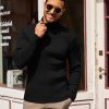 Men's Slim Fit Turtleneck Sweater Casual Pullover Sweater Lightweight Ribbed Sweater
