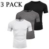 Men's 3 Pack Workout T Shirts Short Sleeve Gym Bodybuilding Muscle Shirt Base Layer Fitness Tee Tops