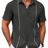Men's Cuban Guayabera Shirt Short Sleeve Button Down Shirts Casual Summer Beach Shirts