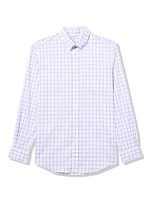 Performance Series Stretch Polo Button-Down Collar, Checked Sport Shirt, Pinkwp