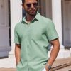 41MwxzbWz5L.jpg Mens Button Down Short Sleeve Shirt Casual Dress Shirt Untucked Summer Shirts with Pocket