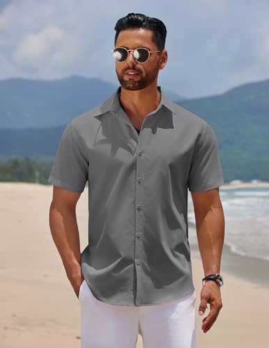 Men's Short Sleeve Button Down Casual Shirts for Men Summer Untucked Shirts