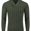 Men's Shawl Collar Pullover Sweater Slim Fit Casual Button Cable Knit Sweaters