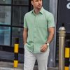 41NhMSo2sCL.jpg Mens Button Down Short Sleeve Shirt Casual Dress Shirt Untucked Summer Shirts with Pocket