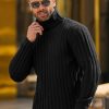 Mens Chunky Turtleneck Sweaters Cable Knitted Casual Slim Fit Fall Winter Warm Pullover Sweater