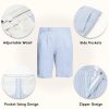 Mens Summer Seersucker Shorts Striped Slim Fit Flat Front Walk Short Pants Sear Sucker Suit Flat Front Shorts