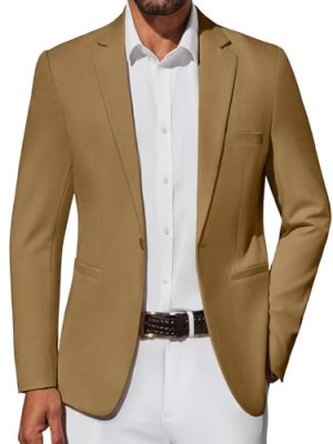 Men's Casual Blazer Lightweight Sport Coat One Button Suit Jacket