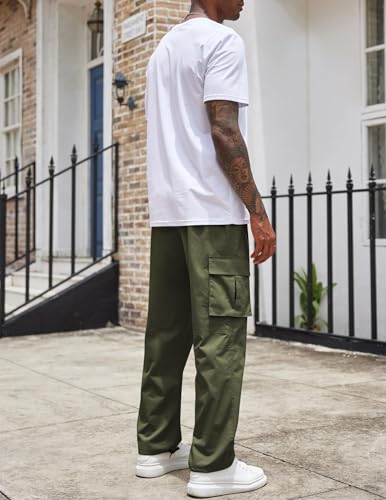 Men's Casual Cargo Pants Cotton Drawstring Athletic Jogger Sweatpants