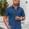 41PlXURezbL.jpg Men's Casual Dress Shirt Short Sleeve Button Down Shirts Summer Wedding Untucked Shirt