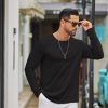 Men's Long Sleeve Tee Shirts Crew Neck T Shirt Solid Casual Basic Tees Soft Stretch T-Shirts