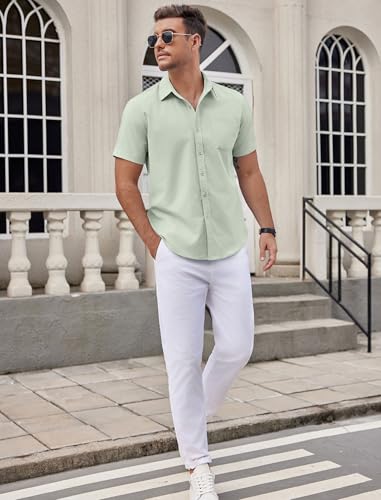 Mens Dress Shirts Short Sleeve Business Casual Shirts Regular Fit Casual Button Down Untucked Shirts