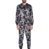 Men's Mink Fleece Hooded One-Piece Union Suit Pajamas