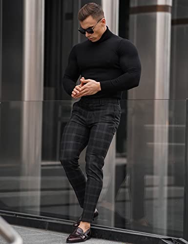 Mens Turtleneck Sweaters Slim Fit Basic Knitted Thermal Casual Long Sleeve Pullover Sweatshirt
