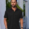 Mens Casual Button Down Shirts Short Sleeve Wrinkle Free Shirt Untucked Summer Stretch Dress Shirt