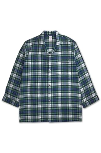 Mens Flannel Cotton Two Piece Pajama Shirt and Elast Pants Lounge Set,