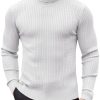 Men's Slim Fit Turtleneck Sweater Casual Twist Patterned Pullover Knitted Sweaters