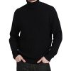 Men's Turtle Neck Pullover Wool Blend Lightweight Cable-Knit Pullover Sweater