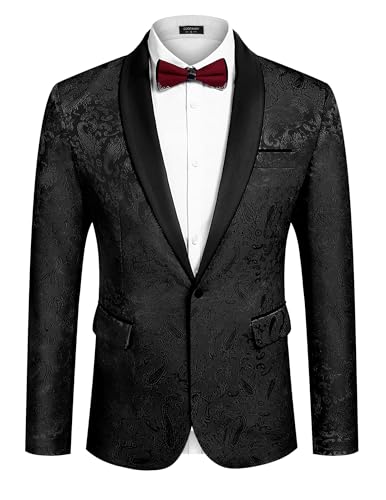 41VdIkz8fNL.jpg Men's Floral Tuxedo Jacket Paisley Shawl Lapel Stylish Suit Blazer Jacket for Wedding, Dinner, Party, Prom