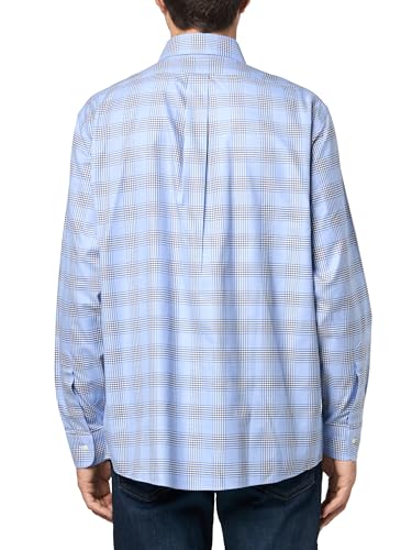 Men's Stretch Supima Cotton Non-Iron Herringbone English Collar Long Sleeve Dress Shirt
