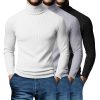 3 Pack Men's Turtleneck Sweater Ribbed Long Sleeve Mock Turtleneck Shirts Casual Knitted Basic Layer Pullover Top