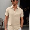 Men's Short Sleeve Button Down Casual Shirts for Men Summer Untucked Shirts