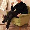 Men's Turtleneck Pullover Sweaters Long Sleeve Solid Twisted Cable Knit Sweater