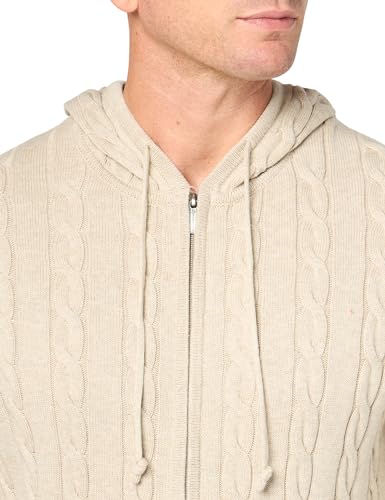 Men's Cotton Cable Knit Full Zip Hoodie Sweater