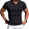 41X2g-wbypL.jpg Collared Muscle Polo Shirts Men Slim Fit Textured Knit Polo Shirts Short Sleeve Button Down Shirts Casual Stylish