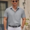 41XQigM10L.jpg Mens Casual Button Down Shirts Short Sleeve Business Shirts Lightweight Wrinkle Free Dress Shirts