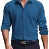 Men's Dress Shirts Long Sleeve Casual Button Down Shirt Solid Wrinkle Free Formal Business Shirts