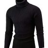 Men's Casual Slim Fit Turtleneck Pullover Sweaters Tops with Twist Patterned