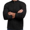 Men's Quarter Zip Sweater Cable Knit Mock Turtleneck Sweater Long Sleeve Soft Casual Pullover Sweater