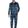 Men's Mink Fleece Hooded One-Piece Union Suit Pajamas