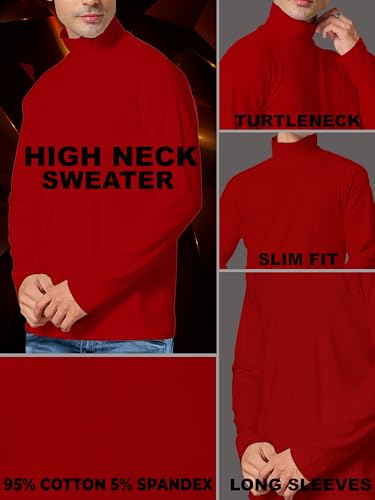 Turtleneck Men Shirt Long Sleeve Ribbed Knitted Casual TShirt Slim Fit Cotton Turtle Neck Pullover Sweater