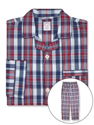Mens Cotton Two Piece Pajama Shirt and Pants Lounge Set,
