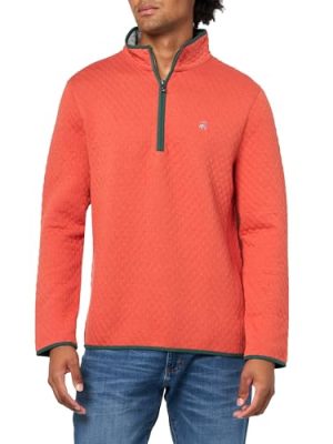 Men's Knit Diamond Quilted Half-Zip Long Sleeve Sweatshirt