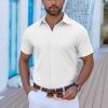 Mens Button Down Shirts Short Sleeve Casual Shirt Summer Untucked Dress Shirts