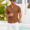 41b3S1yEIiL.jpg Men's Knit Shirts Short Sleeve Button Down Polo Shirt Crochet Casual Vintage Summer Beach Shirts
