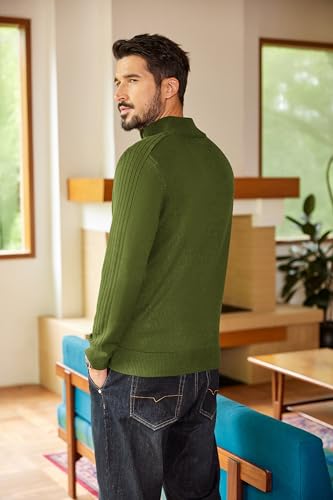 Mens Quarter Zip Sweater Casual Slim Fit Pullovers Sweaters Knit Twill Texture Pullover