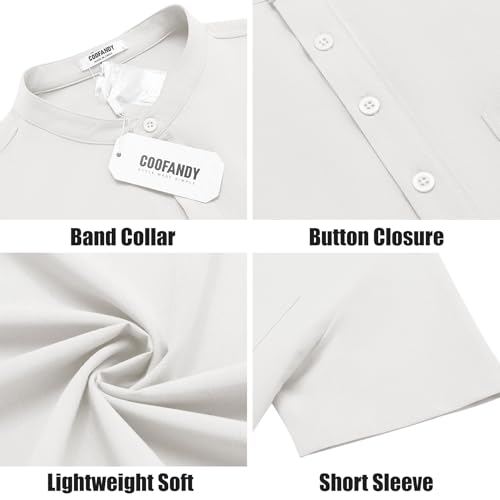Mens Casual Henley Shirts Band Collar Short Sleeve T-Shirts Summer Stylish Beach Hippie Shirt