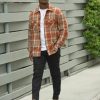Men's Flannel Shirts Casual Button Down Plaid Shirt Jacket Long Sleeve Fleece Shacket with Pockets
