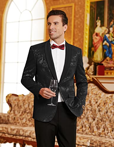 41bnGPLxHL.jpg Men's Floral Tuxedo Jacket Paisley Shawl Lapel Stylish Suit Blazer Jacket for Wedding, Dinner, Party, Prom