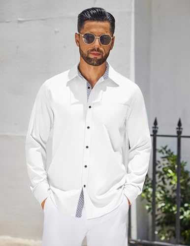 Men's Dress Shirt Wrinkle Free Regular Fit Stretch Long Sleeve Button Down Shirts