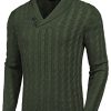 Men's Shawl Collar Pullover Sweater Slim Fit Casual Button Cable Knit Sweaters